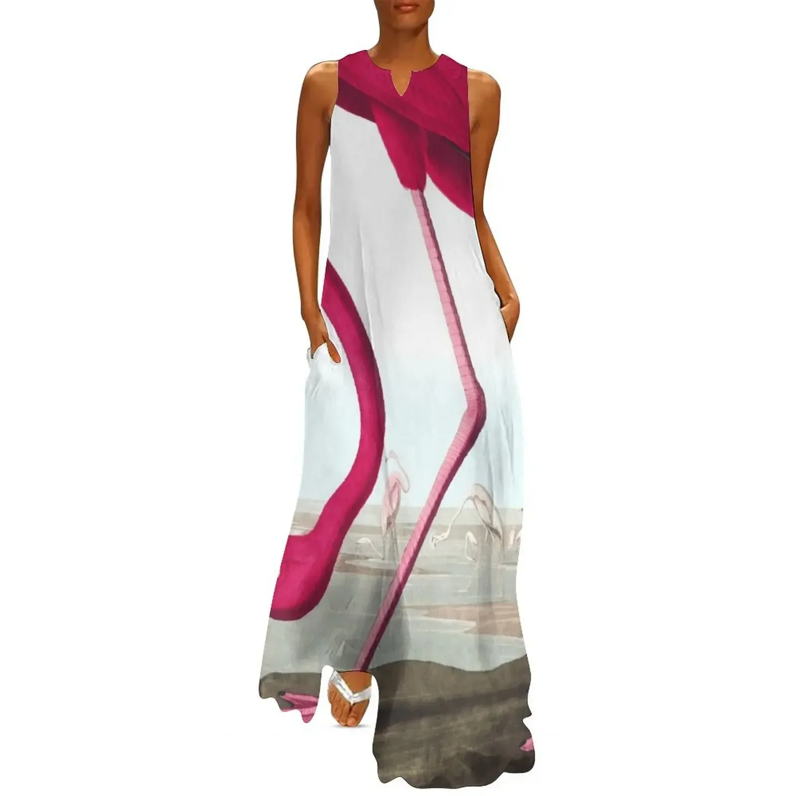 

American Flamingo - John James Audubon Long Dress luxury dresses summer outfits for women 2025 Women's summer suit Dress