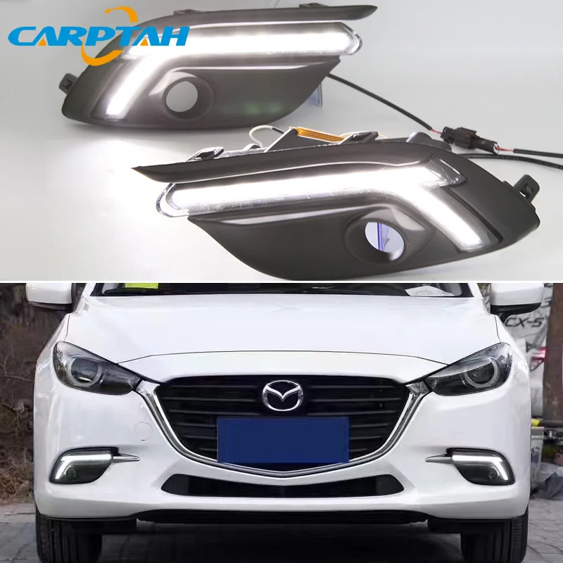 

2pcs For Mazda 3 2017 2018 Axela LED Daytime Running Light Waterproof Yellow Turn Signal Indicator Light Bumper DRL Fog Lamp