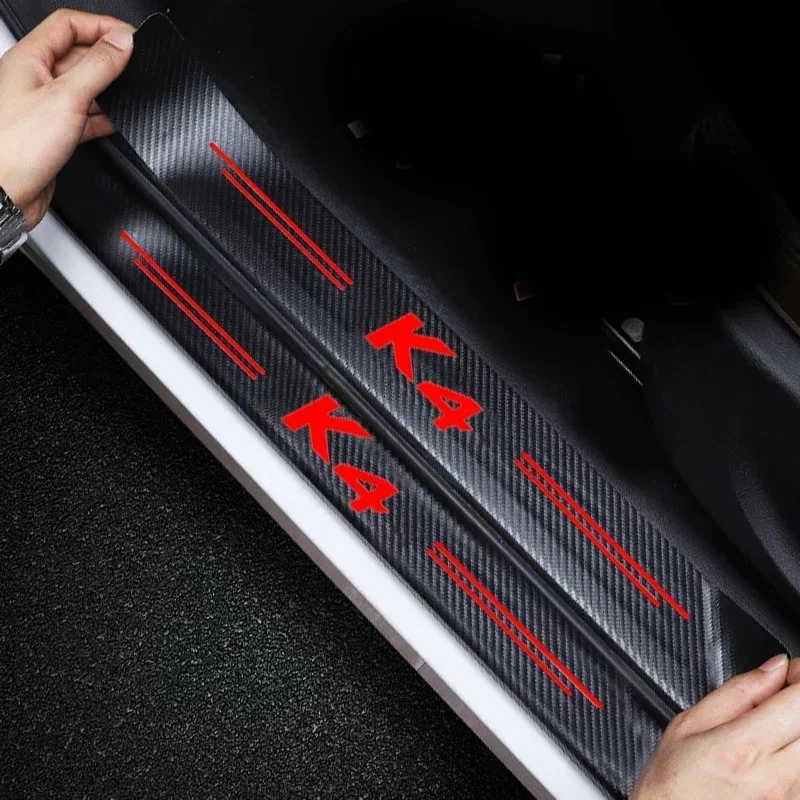 Car Door Sill Protector Plate Carbon Fiber Anti Scratch Sticker for KIA K4 Badge Auto Rear Trunk Threshold Bumper Guard Strips