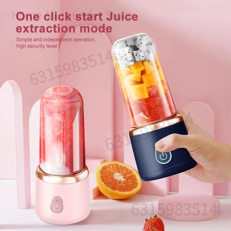 عصارة محمولة للمخفوقات العصائر قابلة للشحن USB 400 مللي عصارة فواكه للسفر كوب مزدوج خلاط فواكه كوب لصنع العصائر