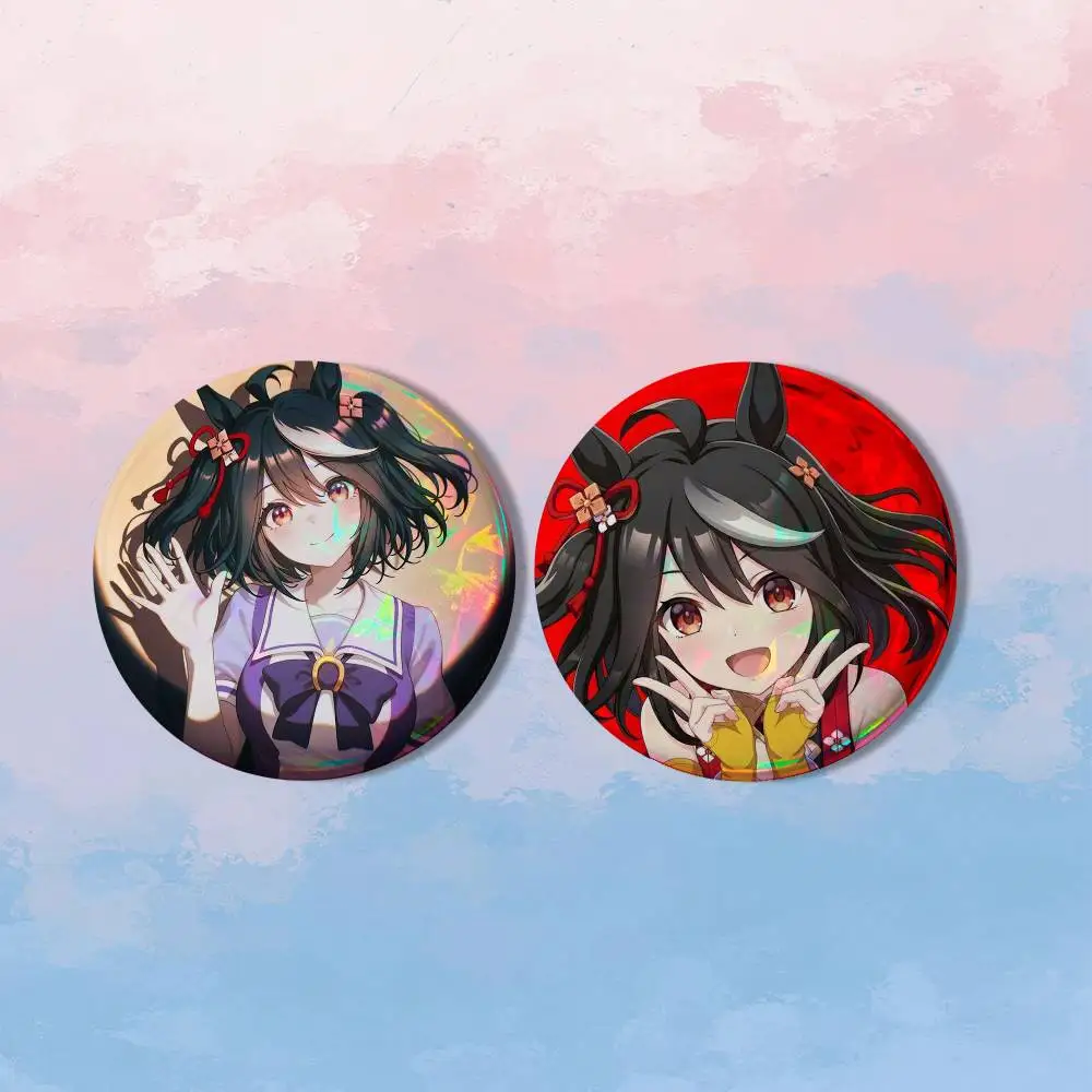 Kitasan Black U-Umamusume HD Print Round Lapel Pins Pretty Derby 2 piece set Round Display Brooches Brooch Badges