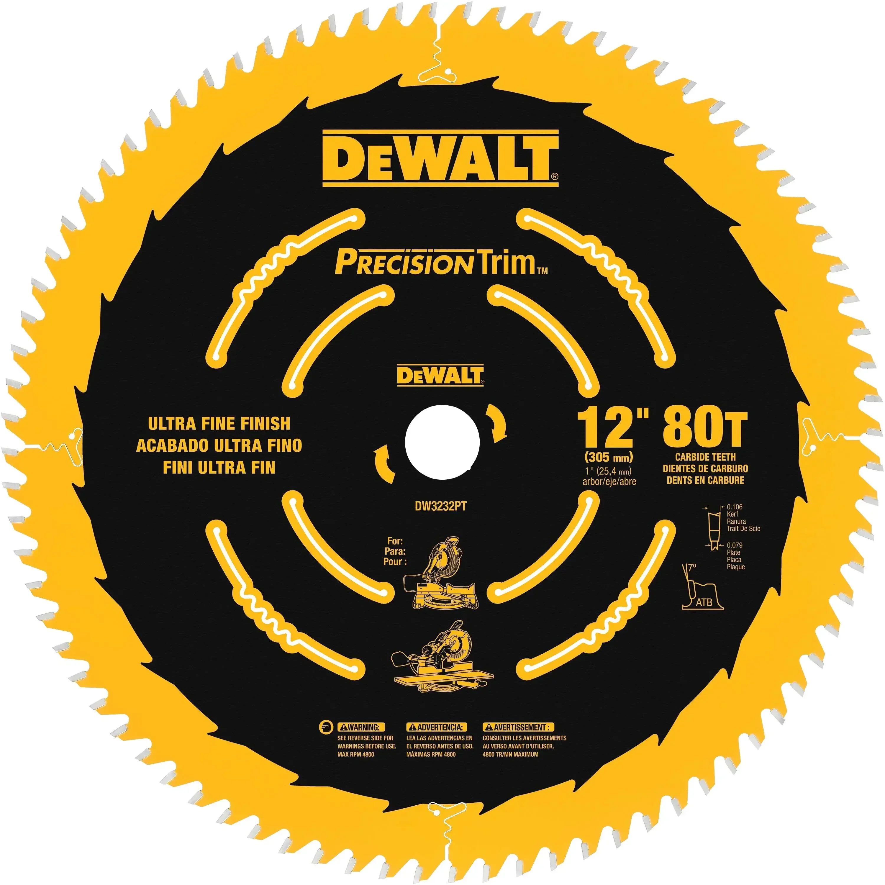 Imagem -05 - Dewalt Precision Corte Miter Saw Blades Acessórios para Ferramentas Elétricas Dw3216pt 305 mm 12 Pol Dw7296pt Dw3232pt