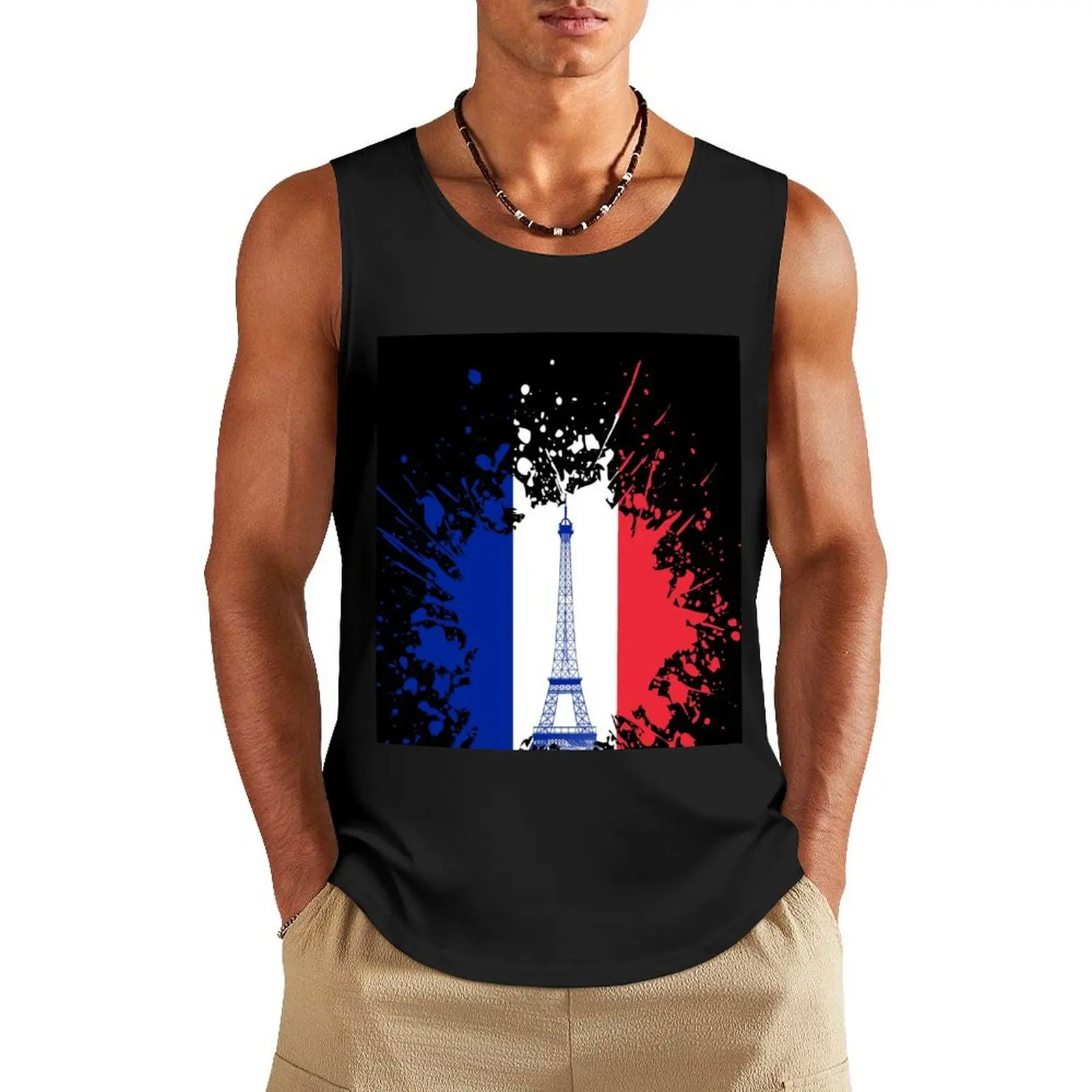 

French Bastille day Tank Top Men's clothes luxury style quick-drying t-shirt Vest male