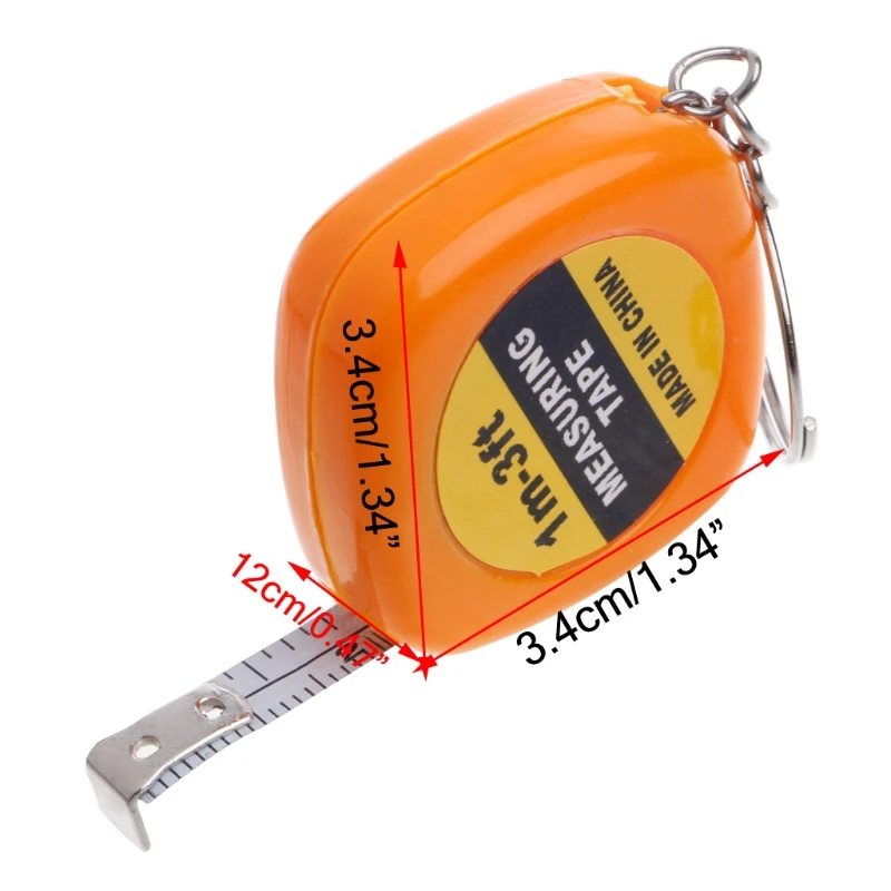 Easy Retractable Ruler Tape Measure Mini Portable Pull Ruler Keychain 1m/3ft Dropshippin