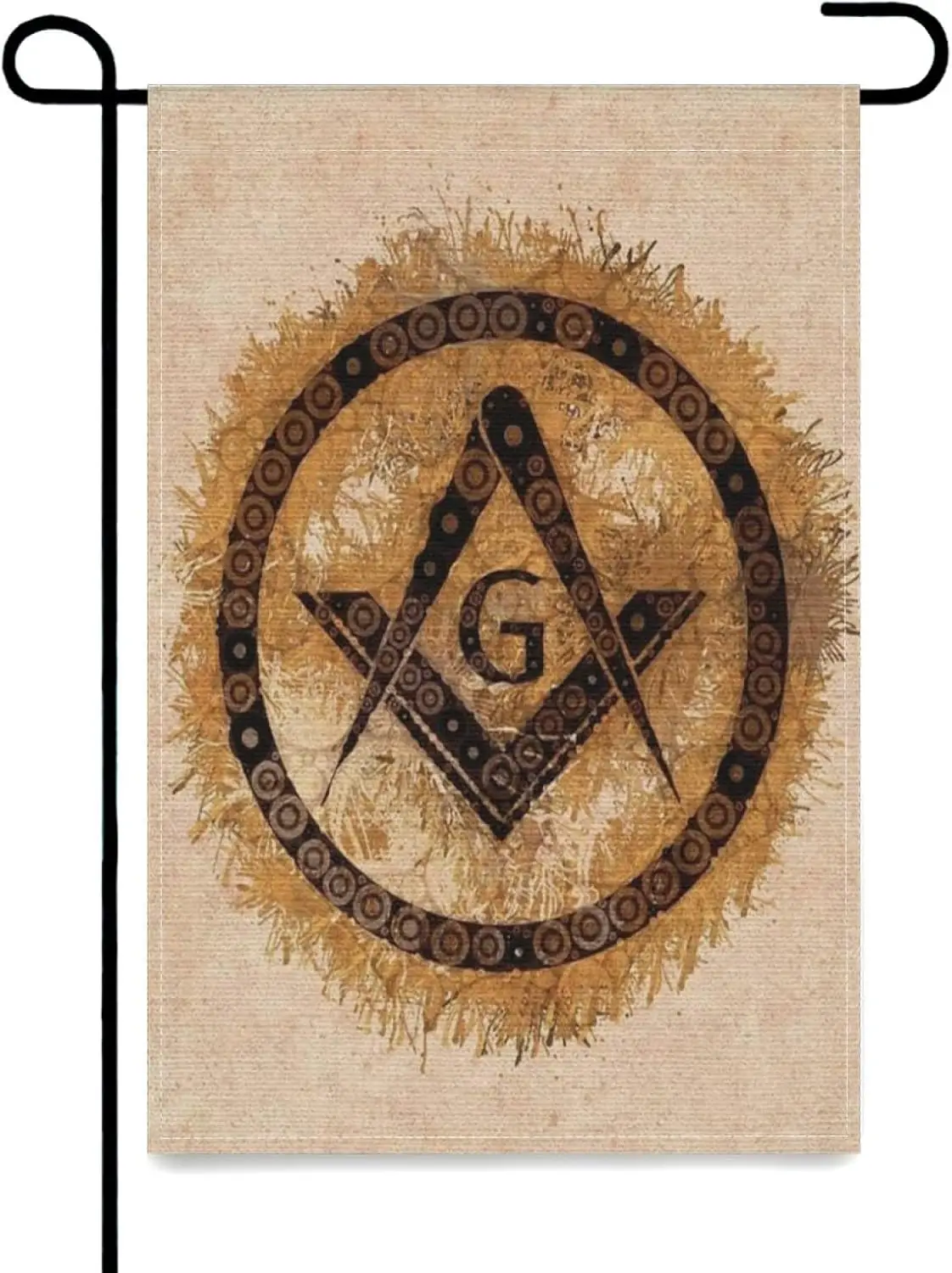 Garden Flag 12x18 Inch, Freemasonry Masonic Lodge Symbol Yard Flags Burlap Double Sided Outdoor Decorations Party Farmhouse zzo