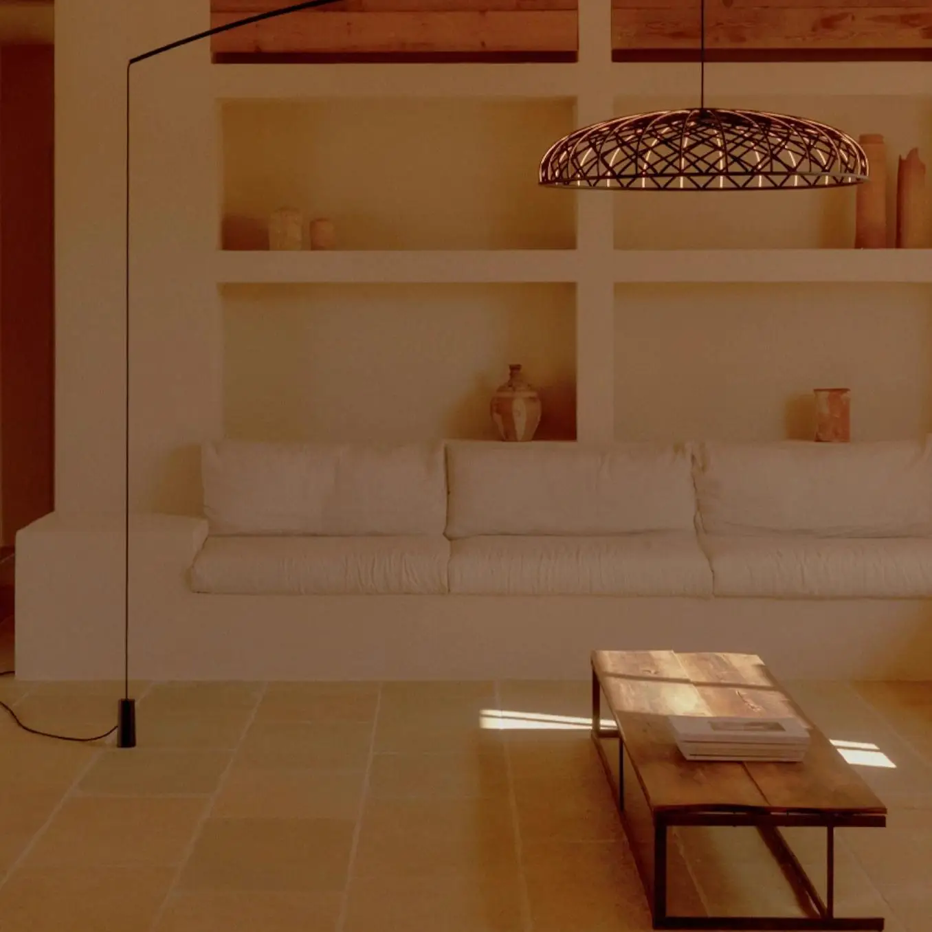 

Italian Inspired Woven Mesh Art Floor Lamp Modern Living Room