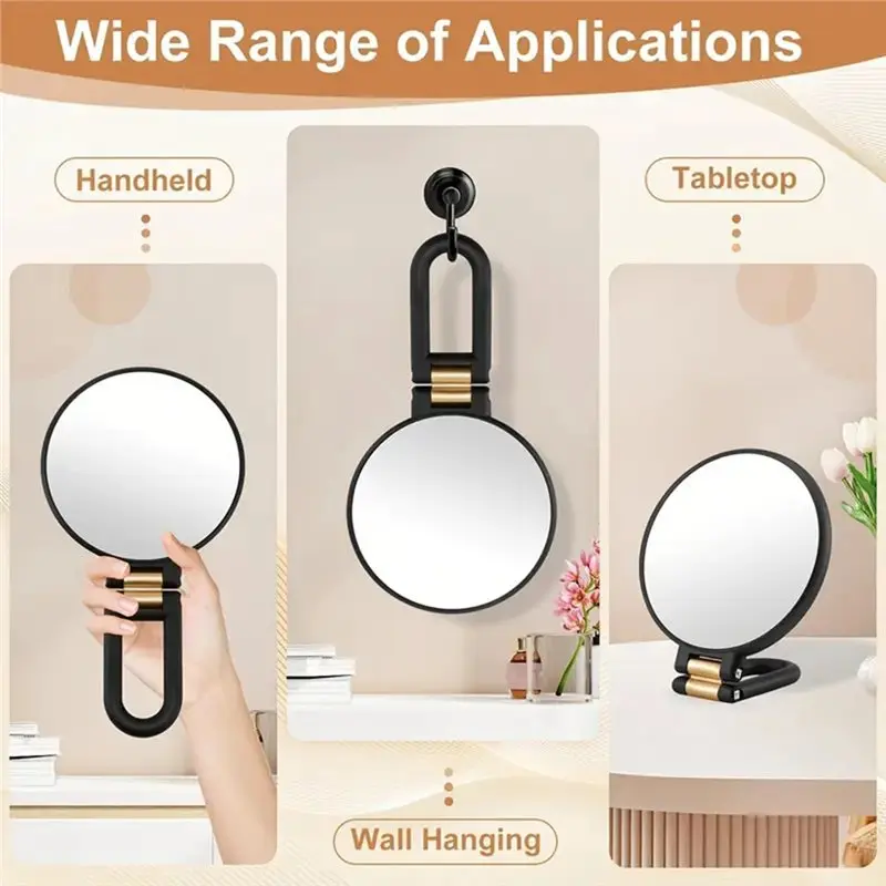 AEE8-50X Magnifying Mirror With Handheld And Tweezers Set Travel Magnified Makeup Mirror Eyebrow Grooming & Skincare