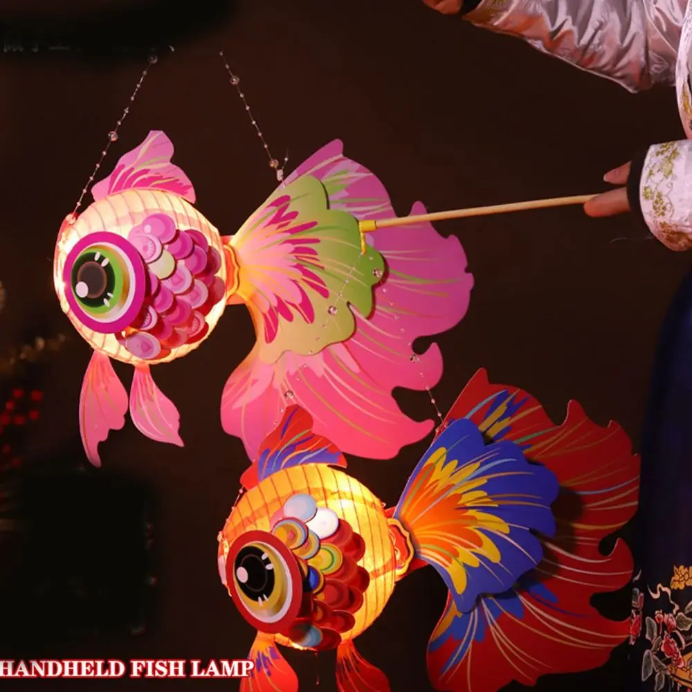 

Glowing Goldfish Lantern Handmade DIY Handcrafts Mid-Autumn Festival Lantern DIY Good Luck Luminous