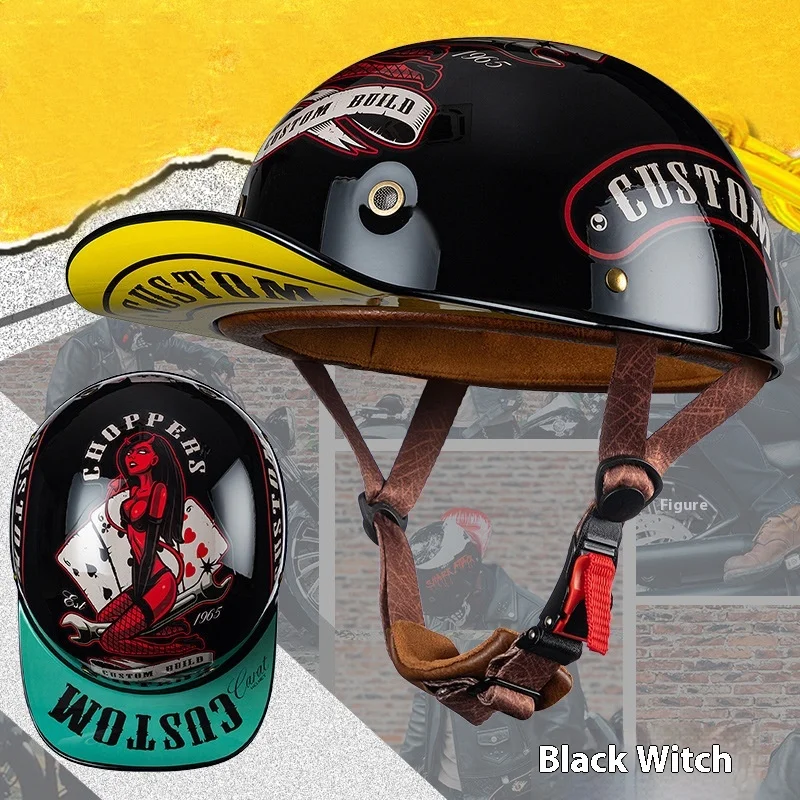 

Best Selling Vintage Gangster Personality Baseball Cap Men And Women Motorcycle Helmet Duck Tongue Scoop Cap Fashion Half Helmet