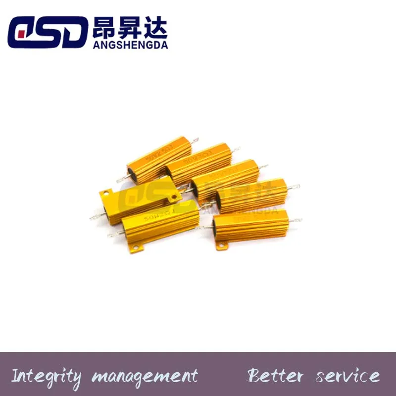 1PC 50W RX24 Aluminum Power Metal Shell Case Wirewound Resistor 0.01 ~ 30K 0.1 0.5 1 2 3 5 6 8 10 100 150 200 300 500 1K ohm