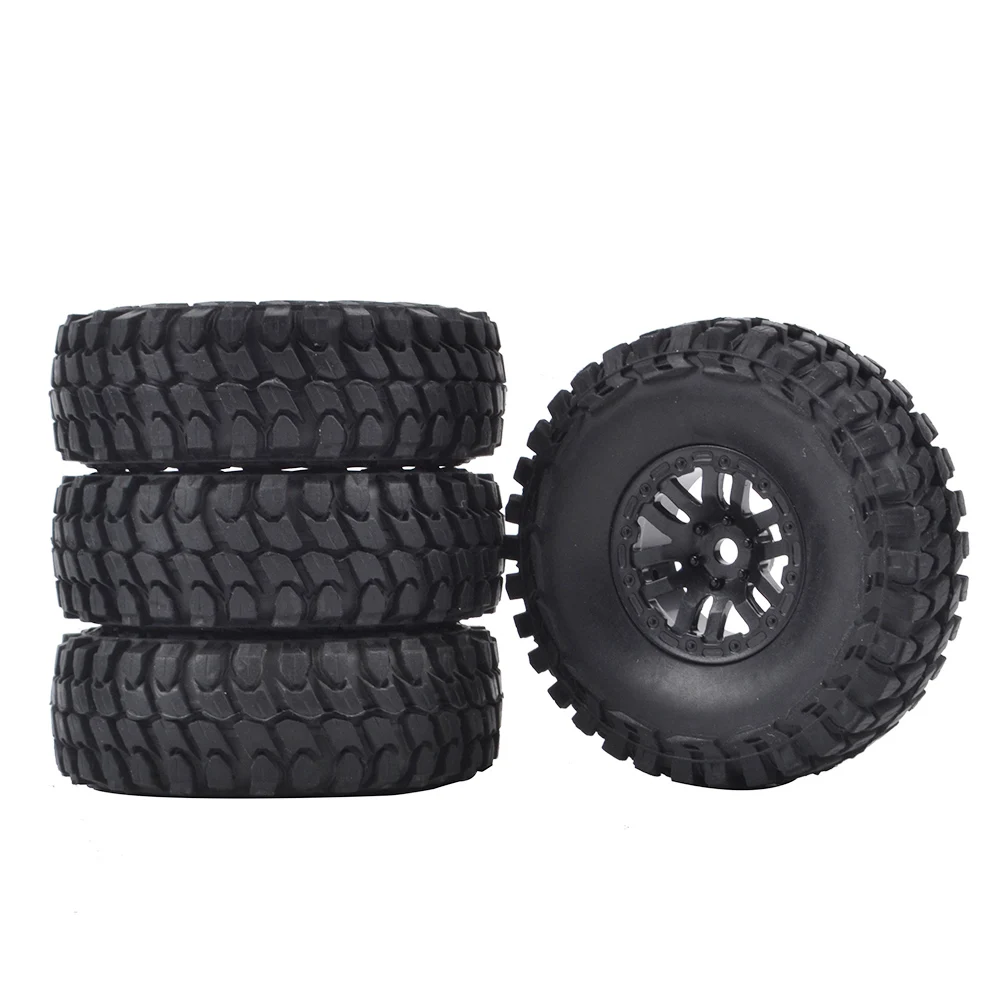 4pcs RC 1.0 Inch Tires and Wheels Rubber Crawler Tyres for 1/24 1/18 RC Crawler Car Axial SCX24 C10 Truck FMS FCX24 TRX4M