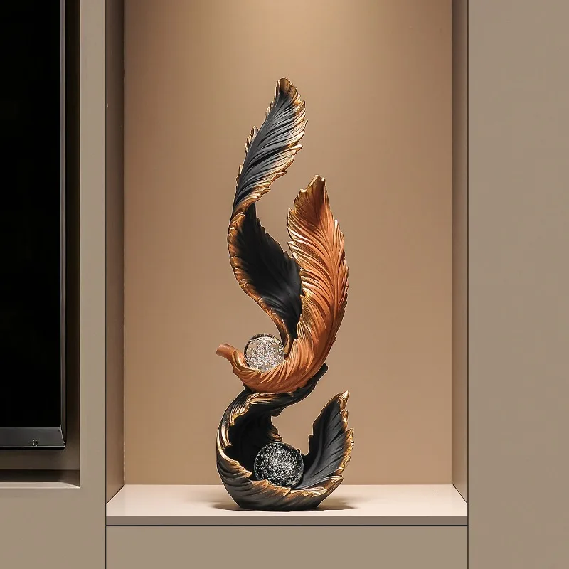 Home Decor Wind and Water Rise,Feather Sculpture Decoration,Living Room Entrance,TV Cabinet,Niche,Vertical Decorations 66cm Gift