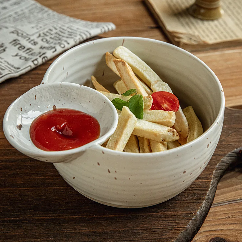 

Ceramic snack tableware for restaurants and homestays, with their own dipping saucers and compartments