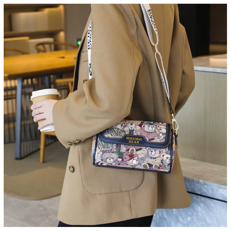 New Trendy Unique Design Cartoon Bear Single Shoulder Bag Chic Crossbody Bag Original Women's Shoulder Bag Purses and Handbags