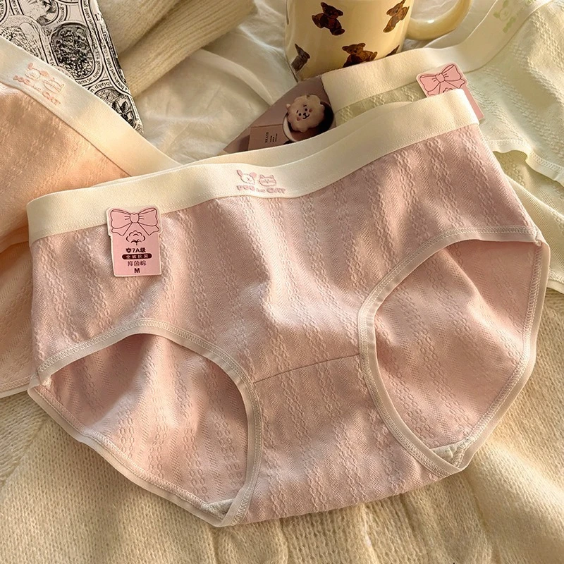SP&CITY Korean Cartoon Cute Panties for Women Mid Waist Breathable Cotton Underwear Student Soft Comfortable Seamless Briefs