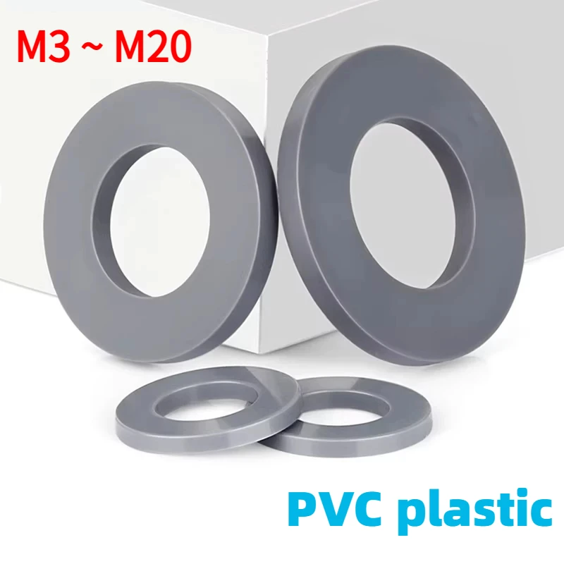 0.3mm~3mm Grey Plastic PVC Ultrathin Washer Flat Ring Seal Washer Gasket M3 M4 M5 M6 M8 M10 M12 M14 M16 M18 M20
