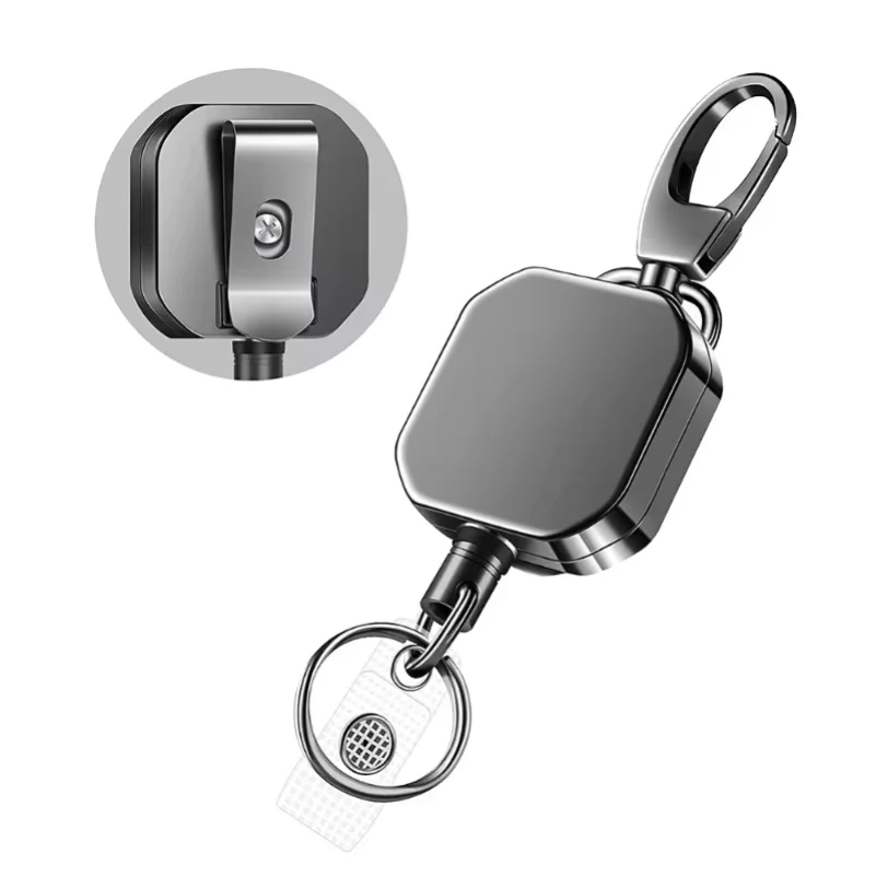 Anti-loss and Easy-to-pull Buckle of Retractable Key Chain Belt Badge Reel Clip Square Accesorios Para Auto Key Chain