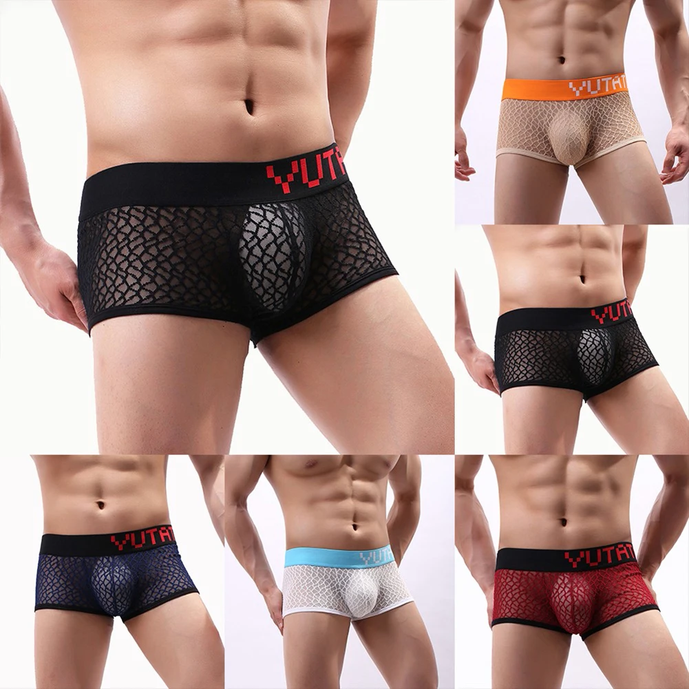 Boxer da uomo Sexy intimo trasparente ultrasottile pantaloncini morbidi mutande mutandine traspiranti a vita bassa biancheria erotica Gay