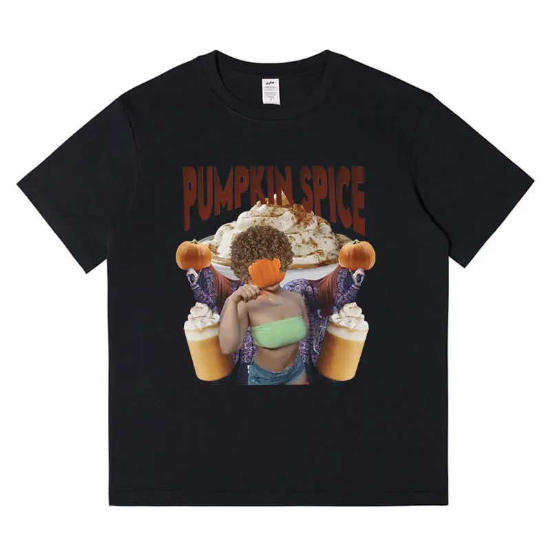 Pumpkin Ice Spice Graphic T Shirt Men Clothing Hip Hop Vintage Short Sleeve T-shirts Cotton Casual Oversized T-shirt Streetwear