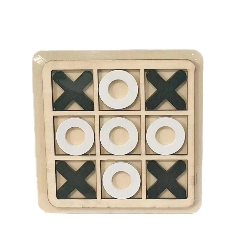 Parent-Child Interaction Wooden Board Game XO Tic Tac Toe Chess Funny Developing Intelligent Educational Toy Puzzles