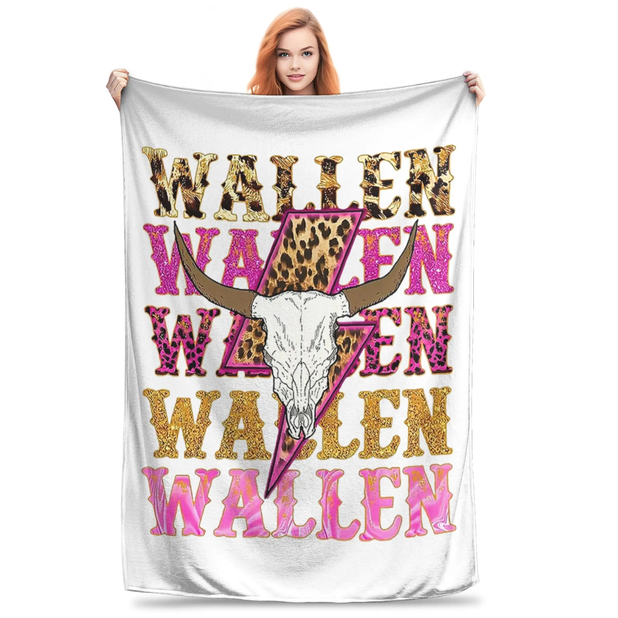 Morgan Wallen Bull Skull Blanket Soft Warm Flannel Throw Blanket Bedding for Bed Living room Picnic Travel Home Couch