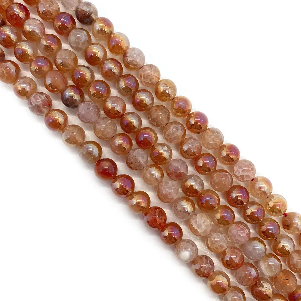 6/8/10mm Natural Stone Ice Blast Agate Loose Beads for Ladies DIY Jewelry Making Necklace Fashion Beading Accessories 15 Inch