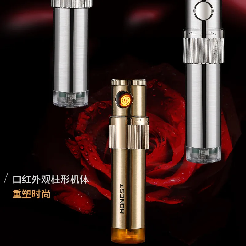 Baicheng Charging USB Metal Lighter, Windproof Personality with Light To Send Boyfriend Gifts, Cigarette Lighter