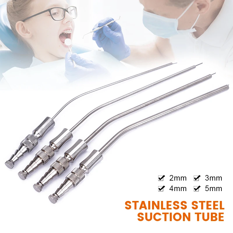 Suction Tube Stainless Steel Saliva Ejector Aspirator Tip 2mm 3mm 4mm 5mm Surgical Suction Tube