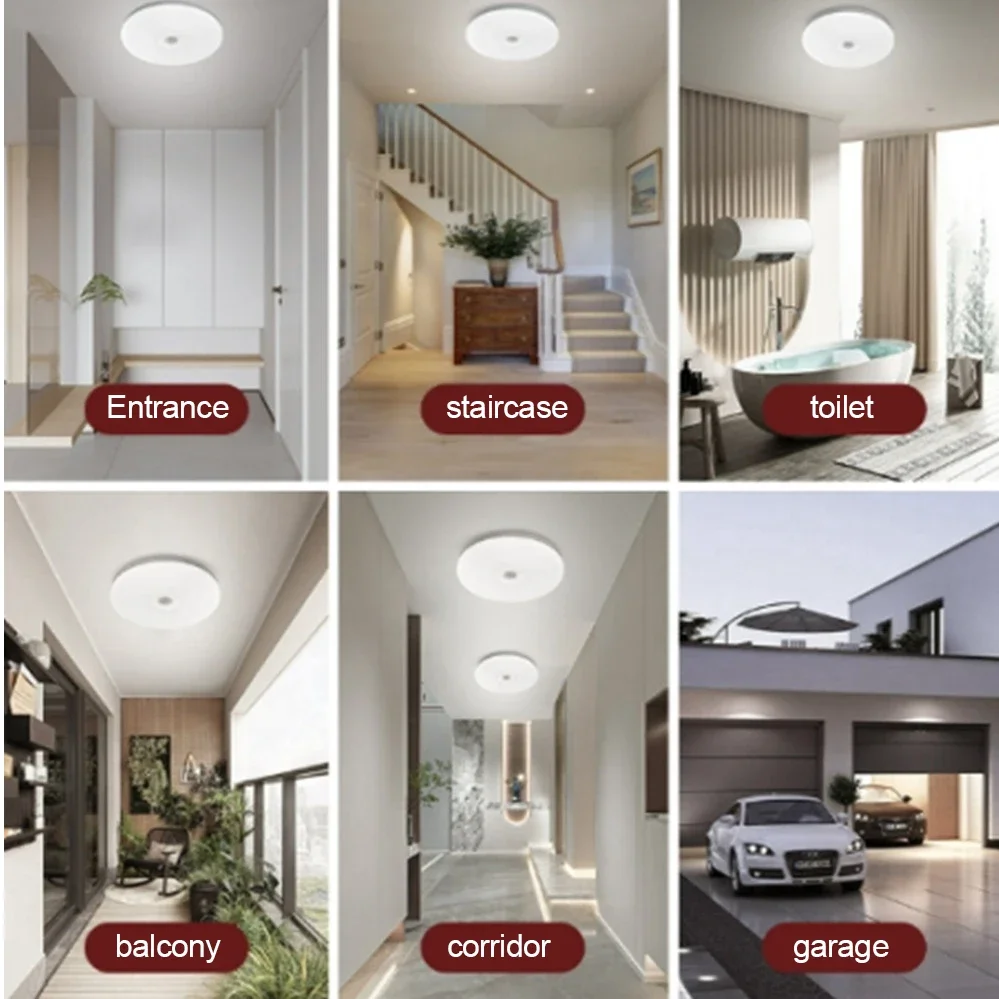 محس حركة مصباح السقف 12 واط 18 واط PIR كاشف حركة إضاءة السقف الحديثة للممر المرآب درج شرفة التيار المتناوب 220 فولت ﻿