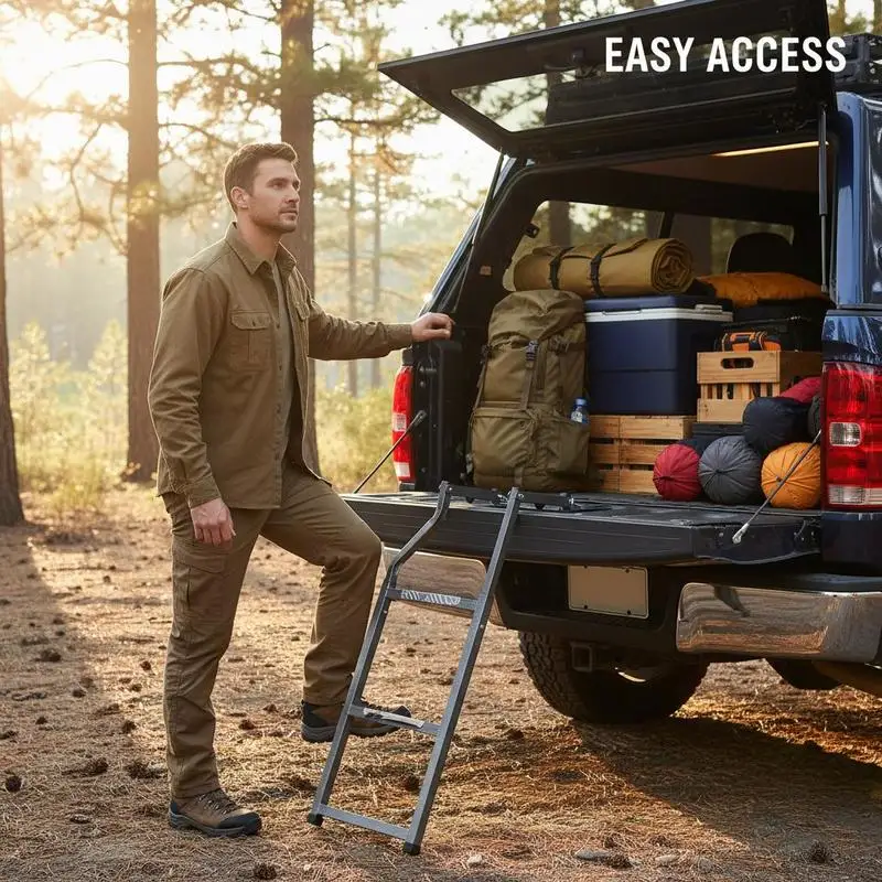 

Tailgate Extension Step 45-Inch For Loading Heavy Cargo Equipment Transport High-Strength Aluminum Plates Rubber Support Base