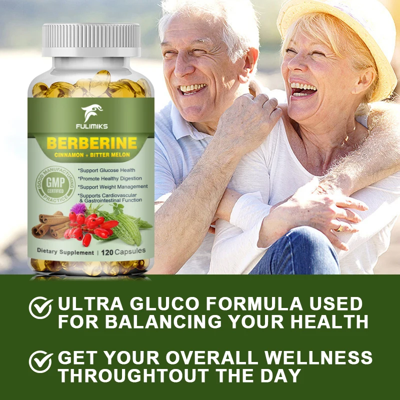 Berberine Capsules Ceylon Cinnamon Bitter Gourd Support a Healthy Immune System, Improve Heart Health and Glucose Health Diet