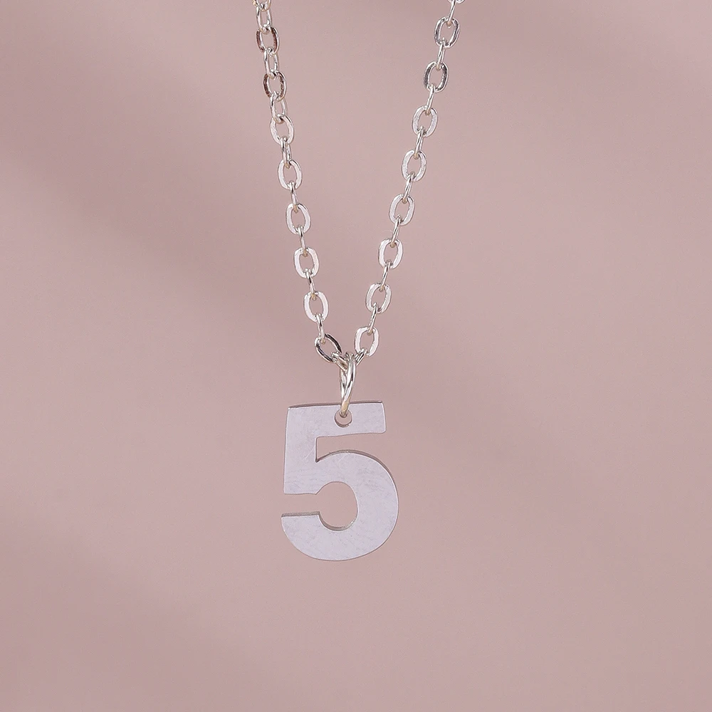 Aihua Mode Glück Initial Nummer 0-9 Anhänger Halskette für Frauen Männer Paar Einfache Arabische Ziffern Halskette Persönlichkeit schmuck – Detail 10