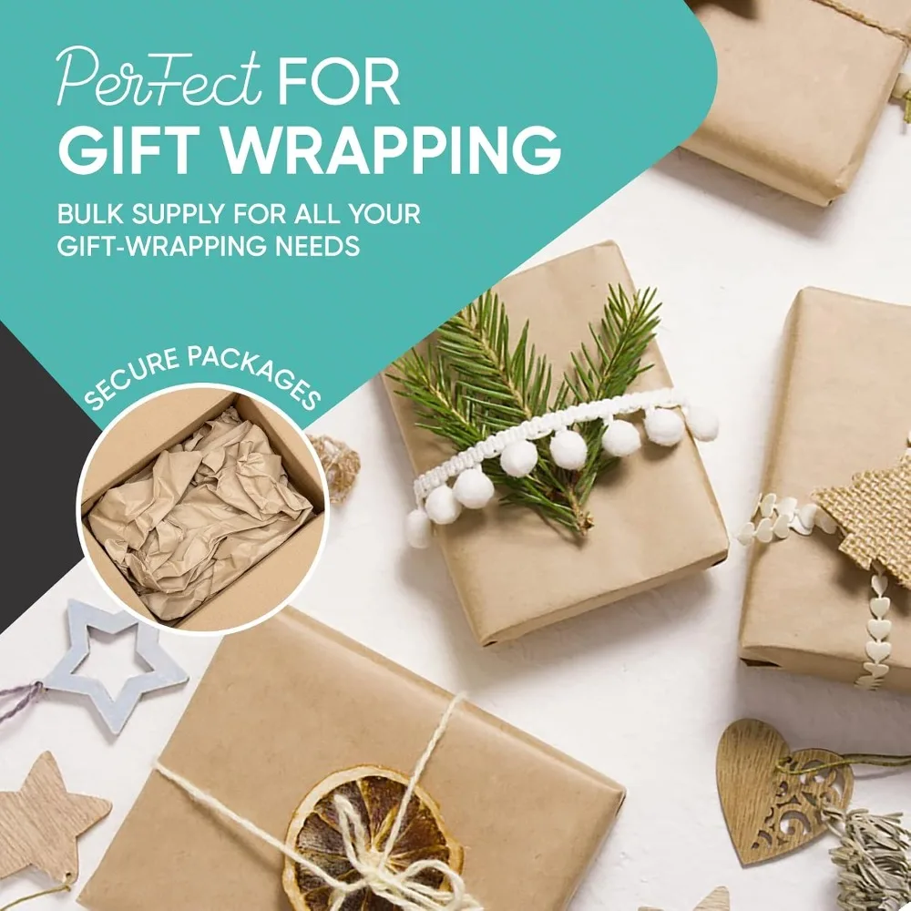 Brown Kraft Paper Roll 17.5" x 200ft, Recycled, Durable for Gift Wrap, Art, Packing & Shipping view 2