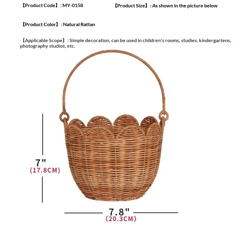 Nordic Rattan Tulip Flower Shape Storage Basket Kid Outdoor Picnic Hand-Woven Carry Tote Home Decor Versatile Weaving Art Basket view 5
