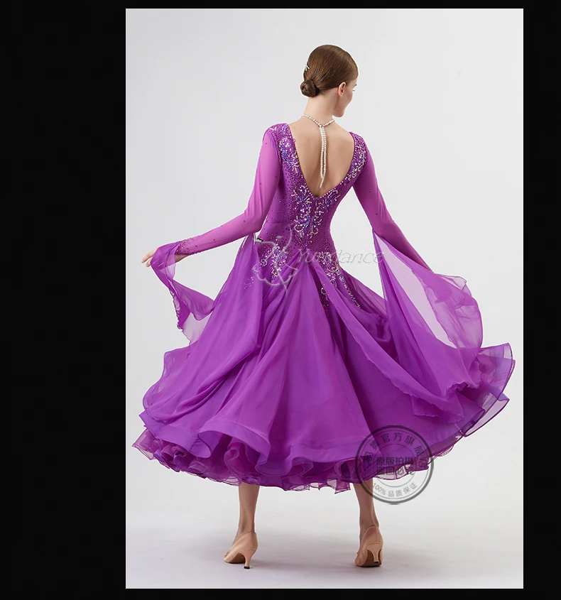 B-22284 신상 여성 모던댄스 라인스톤 컬러 다양성 드레스 볼룸 국가 표준 왈츠 대회 공연용
