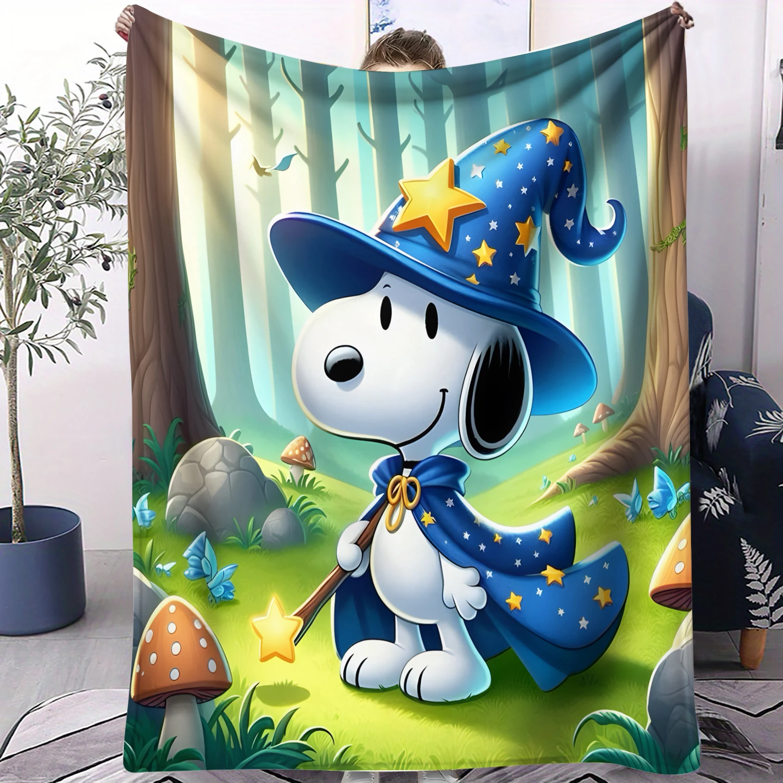 الفول السوداني سنوبي المرجان الصوف أفخم رمي بطانية الكرتون لطيف بطانية للسرير مكتب سوبر الدافئة الفراش يلقي الاطفال الغداء بطانية