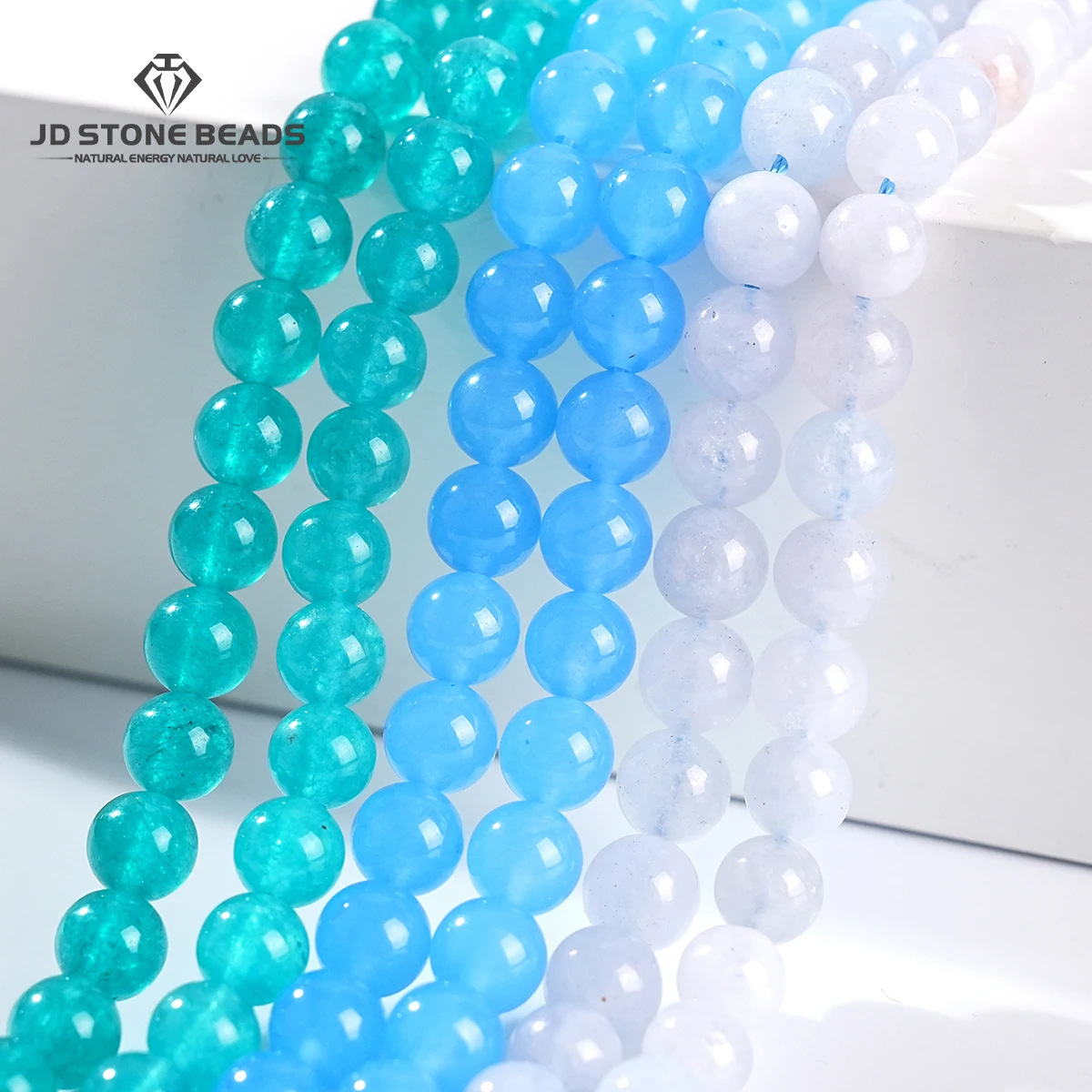 

Natural Stone High Quality Aquamarine Chalcedony Round Loose Spacer Bead for Jewelry Making DIY Bracelet Necklace Accessory