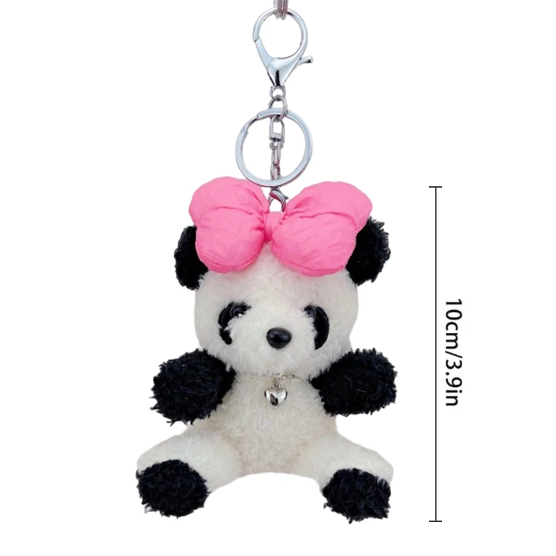 Alla moda Bowknot Panda portachiavi ciondolo adorabile peluche Panda bambola portachiavi per le donne ragazze borsa decorazione accessori regali