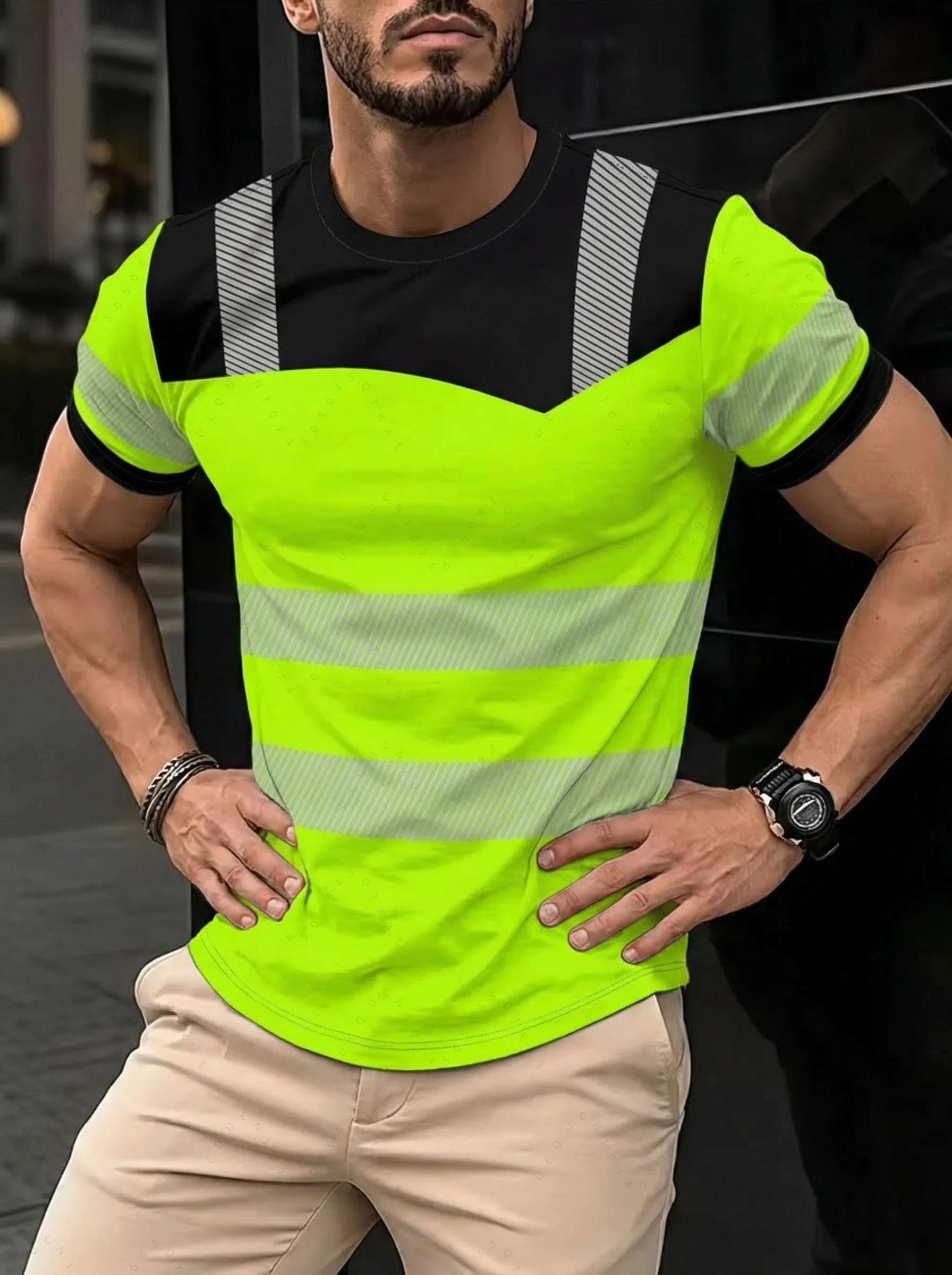 

2026 New Secure Logo Color Blocking Design Work Short-Sleeved T Shirt Fashion Summer Daily Casual Men Women Motorcycle T-Shirt