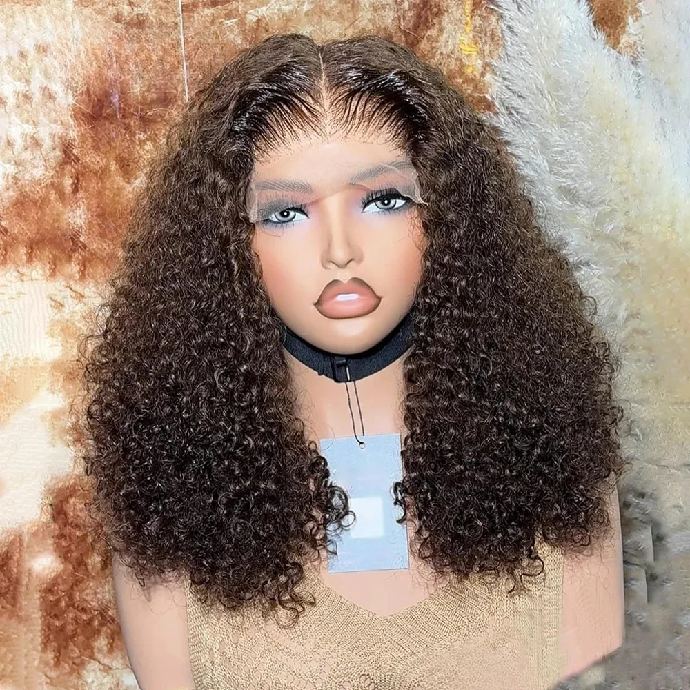 

Мягкий длинный темно-коричневый 26-дюймовый странный вьющийся парик спереди для женщин с волосами ребенка, синтетические предварительно выщипанные бесклеевые волосы на каждый день