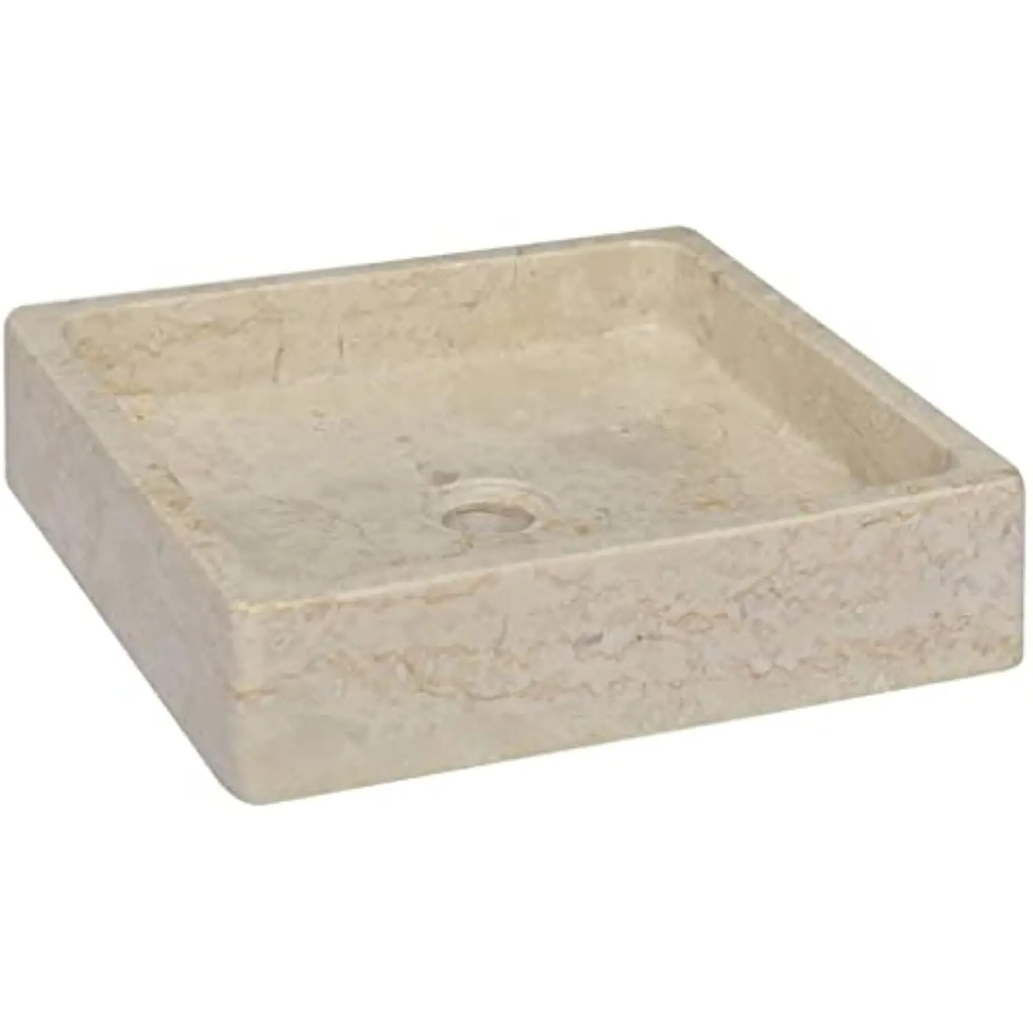 

Square Marble Vessel Sink 15.7x15.7x3.9 Cream Bathroom Sink for Cabinet, Lavatory, Hotel Art Basin, Home Washing Basin