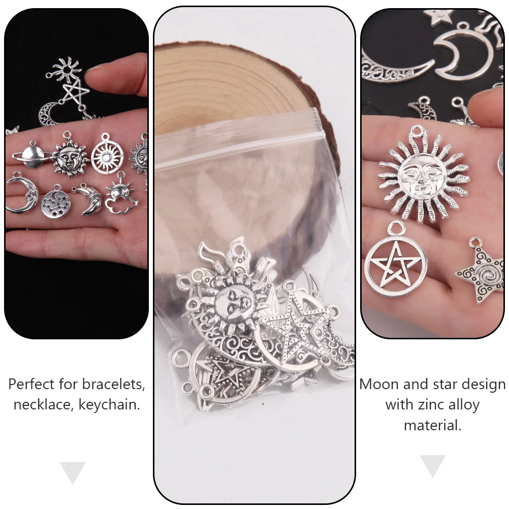 70 Pcs DIY Material Pendant Star Moon Key Rings Bracelet Accessory Earrings Necklaces for Women