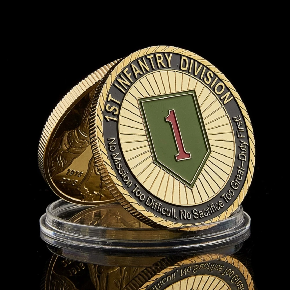 

1775 USA Challenge Military Army 1st Infantry Division Great Duty Soldier Honor Gold Plated Value Coin Collection