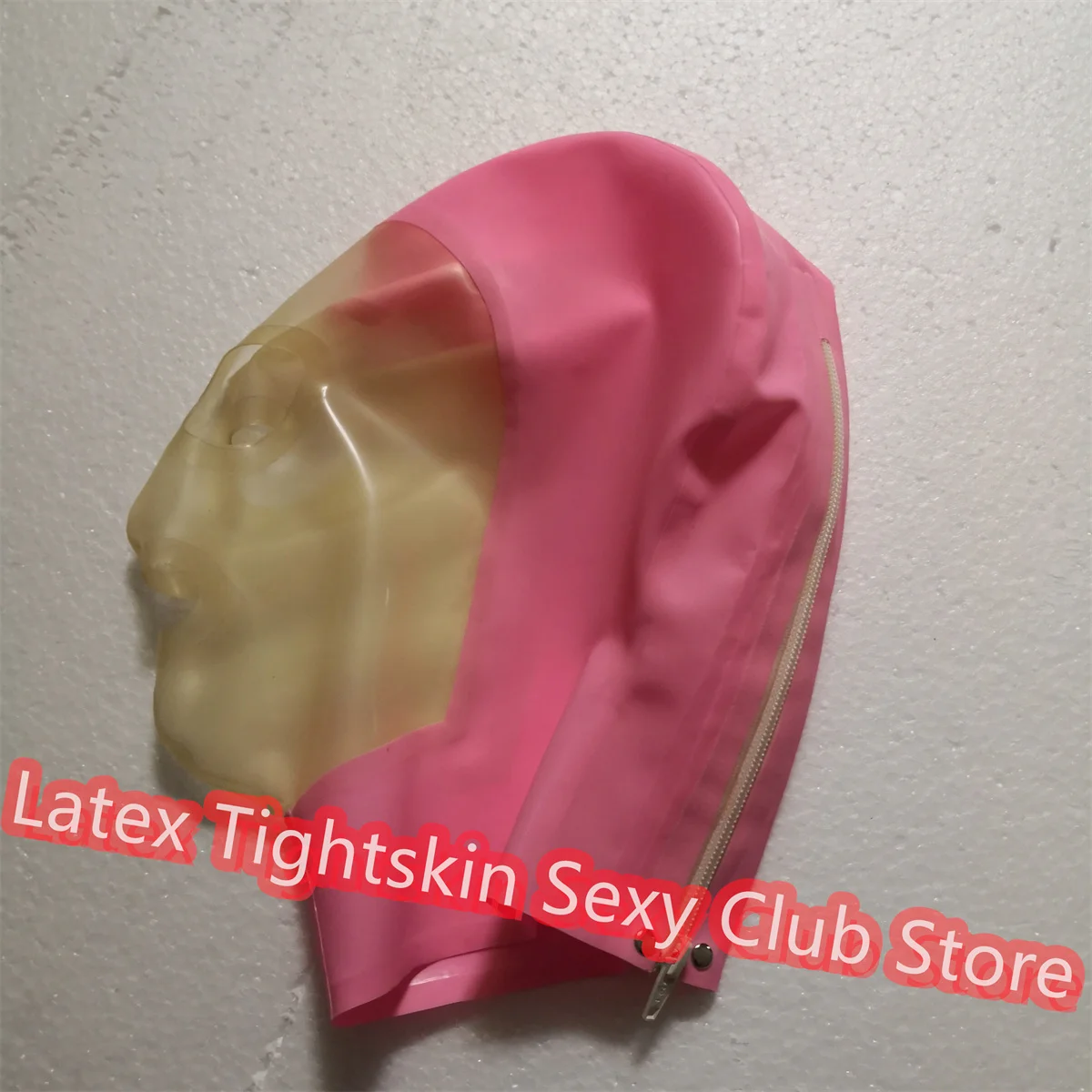 غطاء محرك السيارة اللاتكس المثير باللون الوردي مع سحاب خلفي شفاف أزياء الهالوين التنكرية