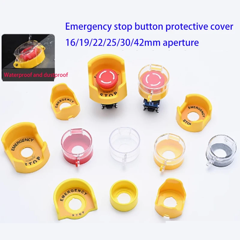 16 19 22 25 30 42 Emergency stop button cover yellow protective cap waterproof dustproof base large Small Yuanbao anti operatio