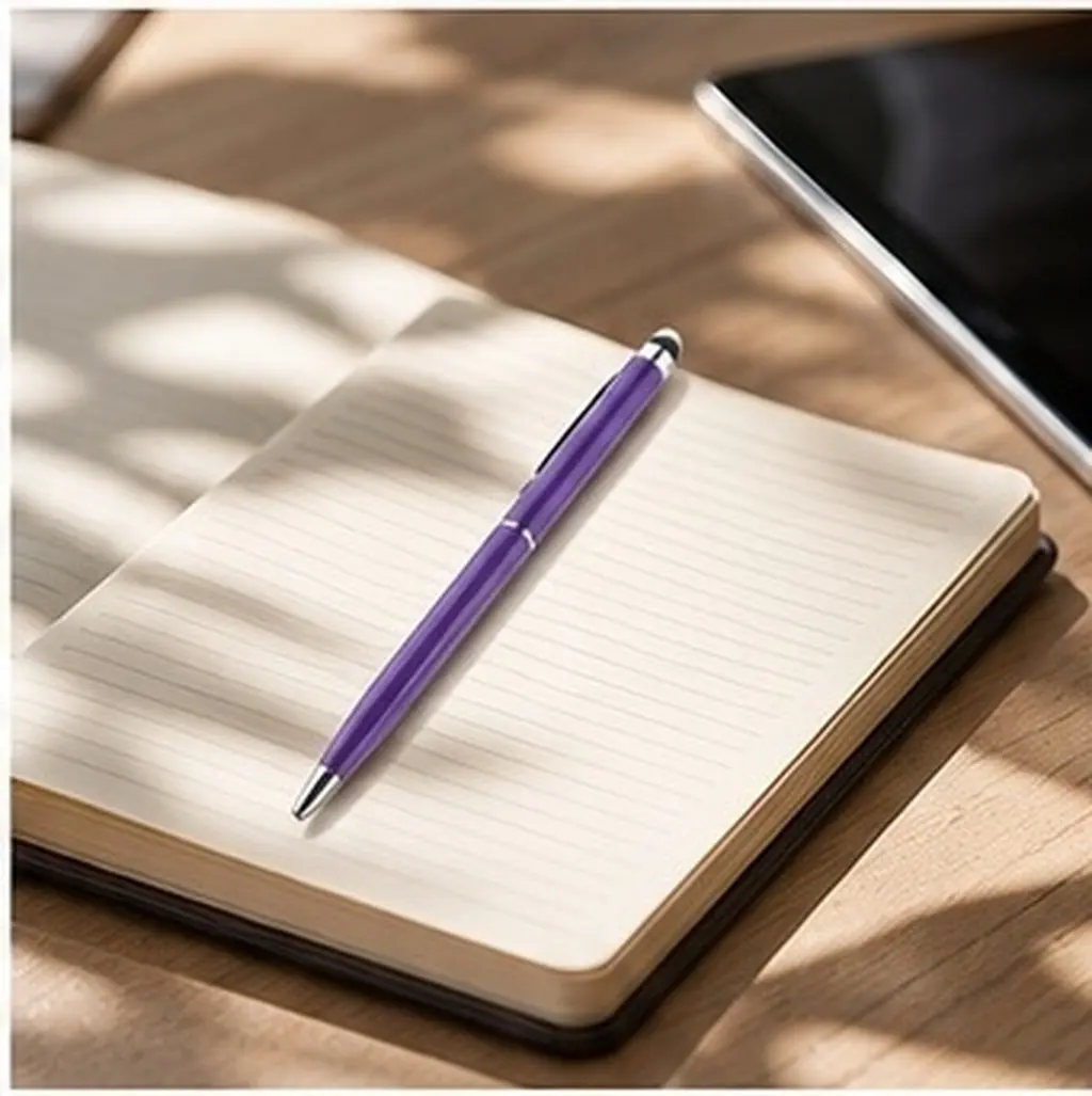 2-in-1 Dual Function Capacitive Stylus Pen Ballpoint Pen for Smartphones Purple Portable Precision