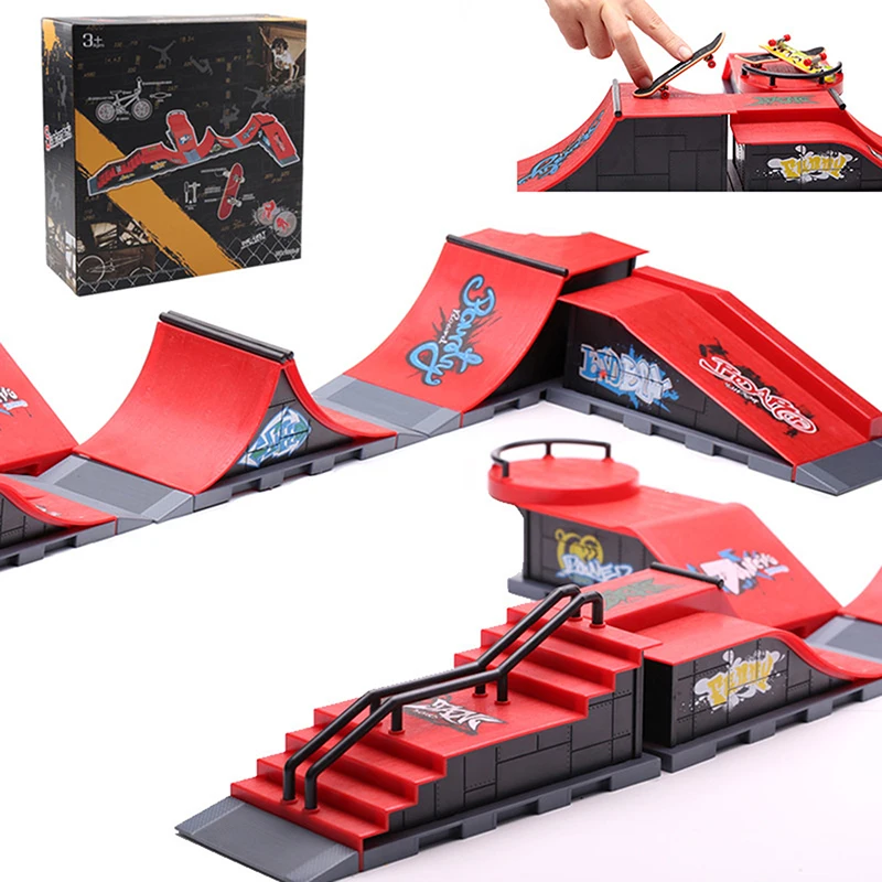 Ensemble de jouets de sport pour Mini Skateboard à doigts, accessoires de scène de rampe de jeu pour enfants, cadeau idéal