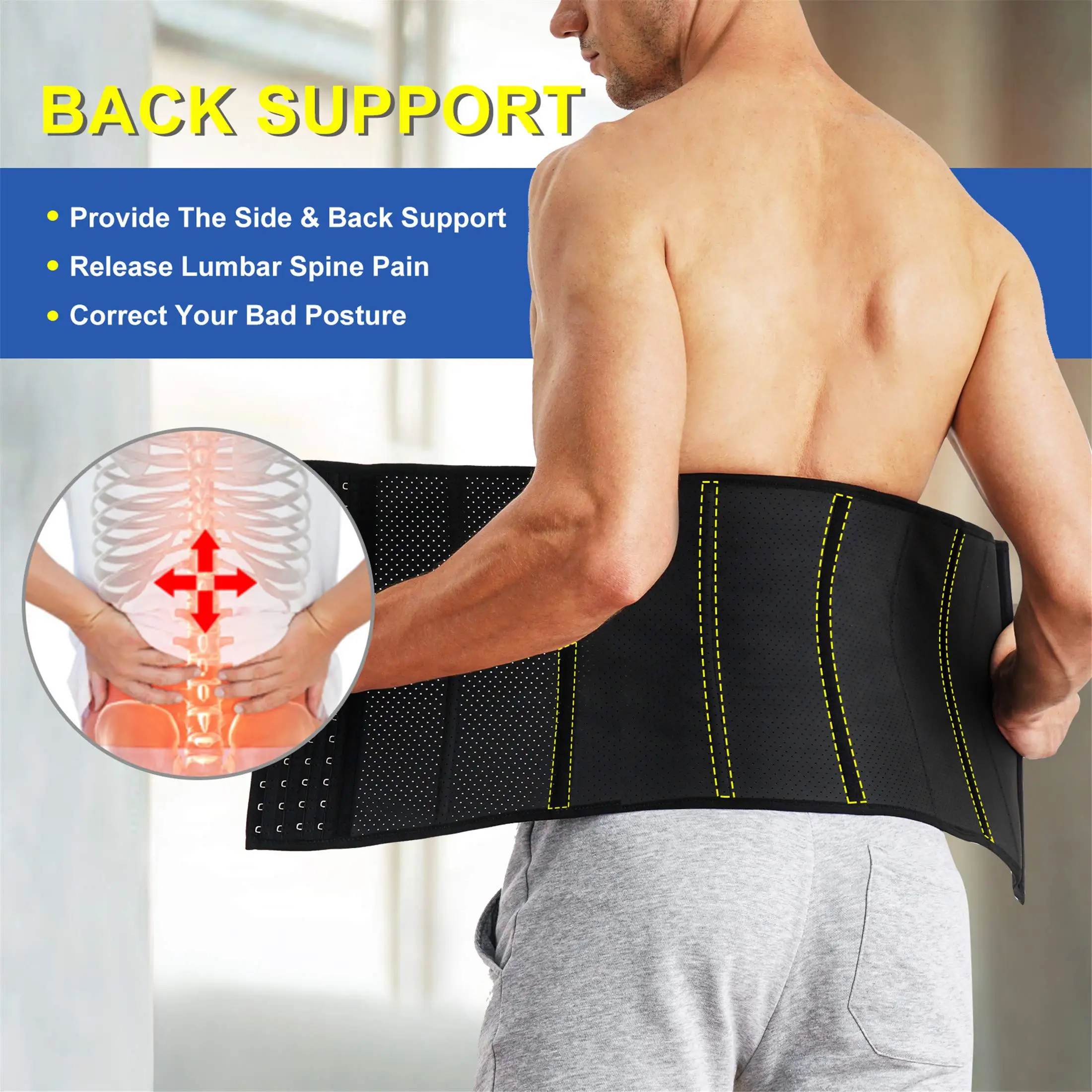 Sweat Waist Trainer for Men Weight Loss Girdle Body Shaper Upgraded Waist Cincher Shapewear with Steel Bones Extender Fat Burn