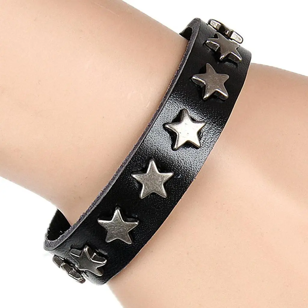 2-6pack PU Leather Star Wristband Cuff Bracelet Bangle Charm Women Jewellery