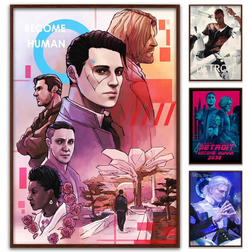 Game D-Detroit: Become Human Poster Reteo Wall Art Aesthetic Room Decor Print Living Room Bedroom Home Decoration